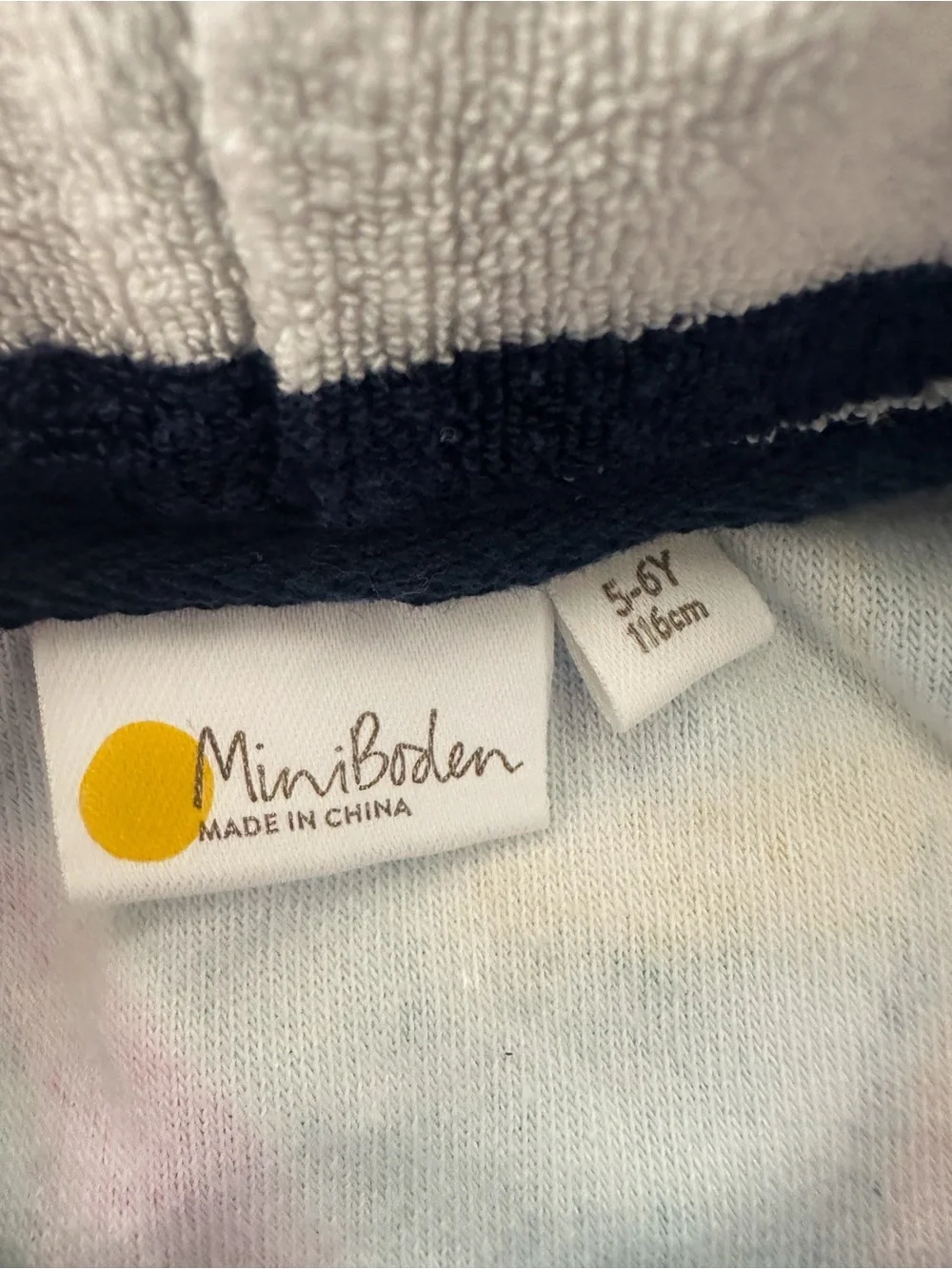 Mini Boden Terry Towel Hoodie 5-6y Sailboat Swim CoverUp